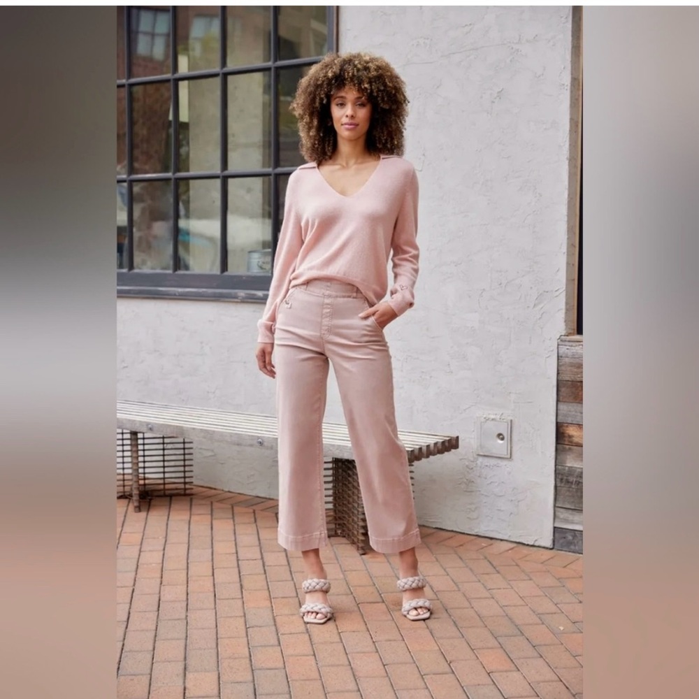 SPANX Stretch Twill Cropped Wide Leg Pants Blush Pink